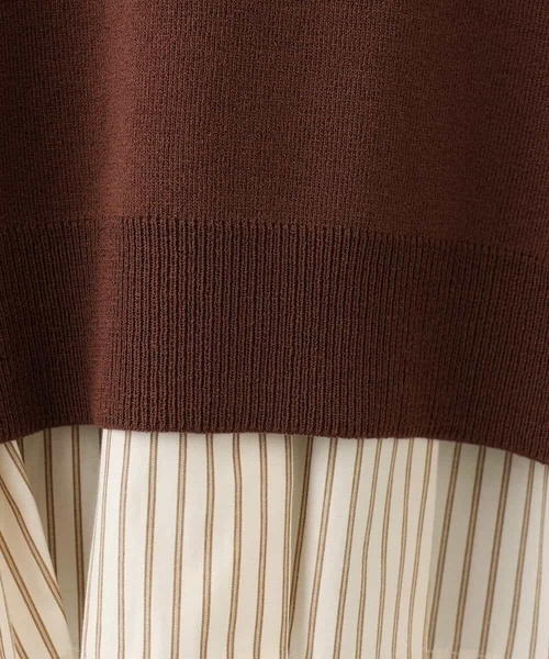 MK MICHEL KLEIN（エムケーミッシェルクラン）の「[洗える]フリルハイネックブラウス×ニットベスト ツインセット（シャツ/ブラウス・レディース・ブラック/ブラウン・38）」の7枚目の写真