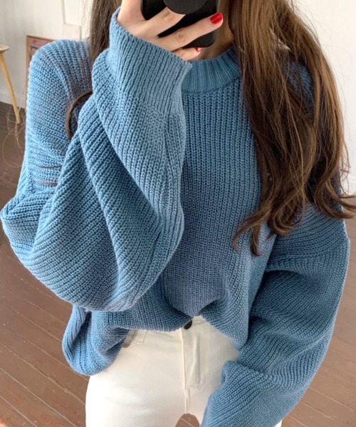 Riff(リフ)の「ルーズニット(ニット/セーター・レディース・ブラック/ブルー/ピンク/アイボリー/モカ・FREE)」の21枚目の写真