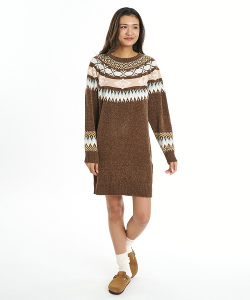 BILLABONG(ビラボン)の「BILLABONG ウィメンズ FAIR ISLE SWEATER ONEPIECE ワンピース 【2026年秋冬モデル】/ビラボンジャガードニットワンピ(ワンピース・レディース・ブラウン/アイボリー・MEDIUM/LARGE)」の9枚目の写真