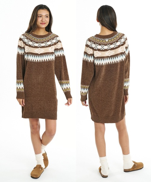 BILLABONG(ビラボン)の「BILLABONG ウィメンズ FAIR ISLE SWEATER ONEPIECE ワンピース 【2026年秋冬モデル】/ビラボンジャガードニットワンピ(ワンピース・レディース・ブラウン/アイボリー・MEDIUM/LARGE)」の15枚目の写真