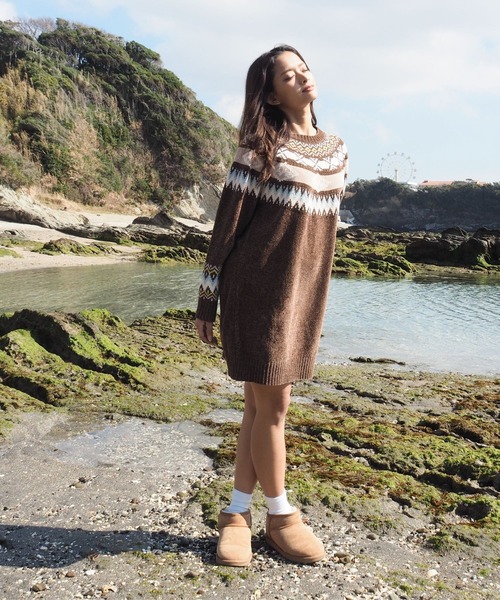 BILLABONG(ビラボン)の「BILLABONG ウィメンズ FAIR ISLE SWEATER ONEPIECE ワンピース 【2026年秋冬モデル】/ビラボンジャガードニットワンピ(ワンピース・レディース・ブラウン/アイボリー・MEDIUM/LARGE)」の8枚目の写真