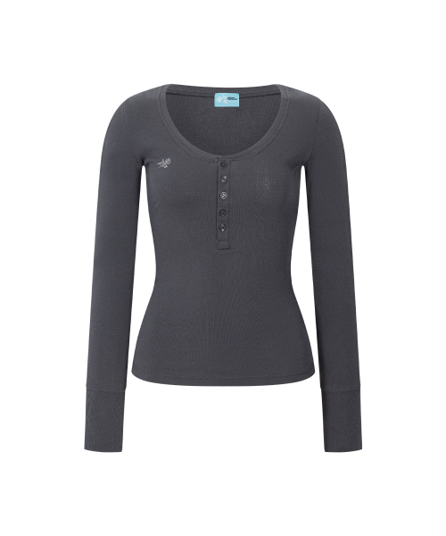 PLEASENOFOLLOW(プリーズノーフォロー)の「Zen Button ロングスリーブトップ(チャコール)(Tシャツ/カットソー・レディース・その他・FREE)」の3枚目の写真