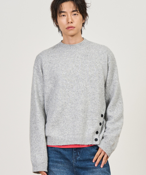 EXCONTAINER(エックスコンテナ)の「モックネッククロップドニット (MELANGE GREY)(ニット/セーター・メンズ・その他・MEDIUM/LARGE/X-LARGE)」の1枚目の写真