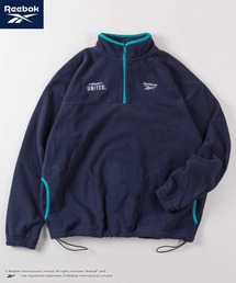 【77】【Reebok/リーボック】フリース ハーフジップ プルオーバー/ハーフジップフリース/スタンドカラー/裾ドローコード/配色ファスナー/配色バインダー/ユニセックス/レディース/メンズ