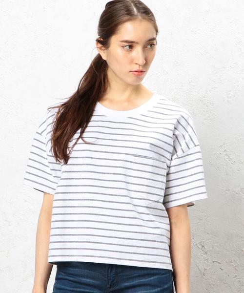 green label relaxing（グリーンレーベルリラクシング）の「CF へヴィウェイト SSL Tシャツ◆（Tシャツ/カットソー・レディース・オフホワイト/ホワイト×ネイビー/グレー/モカ/レッド/その他2・FREE）」の6枚目の写真