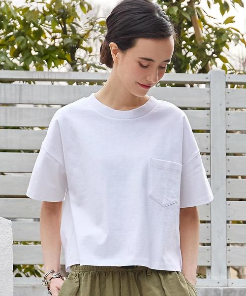 green label relaxing（グリーンレーベルリラクシング）の「CF へヴィウェイト SSL Tシャツ◆（Tシャツ/カットソー・レディース・オフホワイト/ホワイト×ネイビー/グレー/モカ/レッド/その他2・FREE）」の2枚目の写真