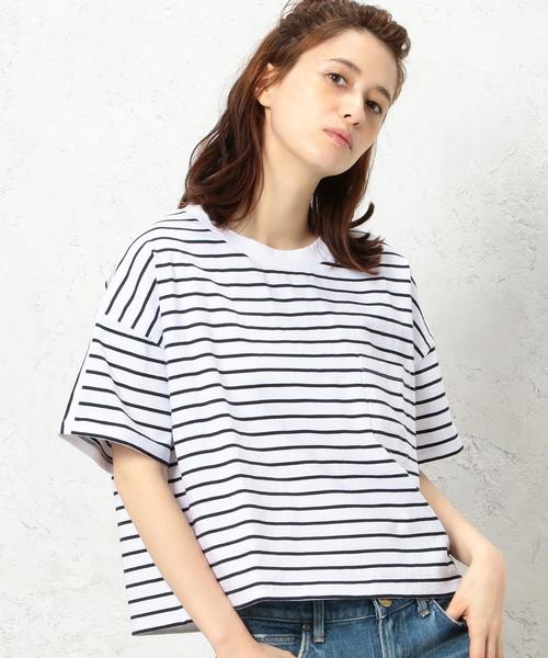 green label relaxing（グリーンレーベルリラクシング）の「CF へヴィウェイト SSL Tシャツ◆（Tシャツ/カットソー・レディース・オフホワイト/ホワイト×ネイビー/グレー/モカ/レッド/その他2・FREE）」の7枚目の写真