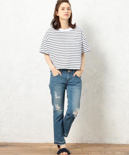 green label relaxing（グリーンレーベルリラクシング）の「CF へヴィウェイト SSL Tシャツ◆（Tシャツ/カットソー・レディース・オフホワイト/ホワイト×ネイビー/グレー/モカ/レッド/その他2・FREE）」の22枚目の写真