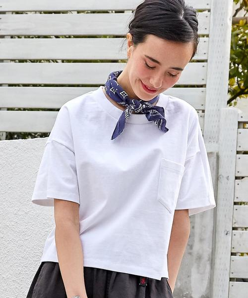 green label relaxing（グリーンレーベルリラクシング）の「CF へヴィウェイト SSL Tシャツ◆（Tシャツ/カットソー・レディース・オフホワイト/ホワイト×ネイビー/グレー/モカ/レッド/その他2・FREE）」の9枚目の写真