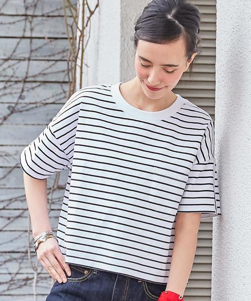 green label relaxing（グリーンレーベルリラクシング）の「CF へヴィウェイト SSL Tシャツ◆（Tシャツ/カットソー・レディース・オフホワイト/ホワイト×ネイビー/グレー/モカ/レッド/その他2・FREE）」の10枚目の写真