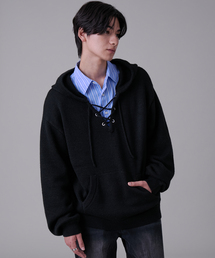 EVOLVERA（エボルヴェラー）の「Lace-Up Knit Hoodie/Parka / レースアップニットフーディ/パーカー（パーカー）」