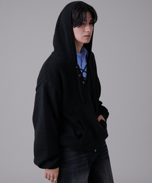 EVOLVERA（エボルヴェラー）の「Lace-Up Knit Hoodie/Parka / レースアップニットフーディ/パーカー（パーカー）」