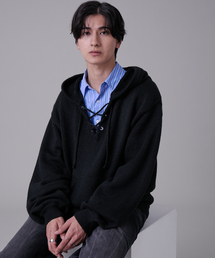 EVOLVERA（エボルヴェラー）の「Lace-Up Knit Hoodie/Parka / レースアップニットフーディ/パーカー（パーカー）」