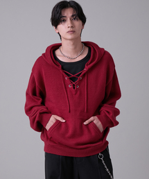 EVOLVERA（エボルヴェラー）の「Lace-Up Knit Hoodie/Parka / レースアップニットフーディ/パーカー（パーカー）」