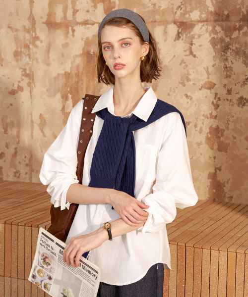 PIGMENT（ピグメント）の「[デイリー]カラーボクシーシャツ (KYNB2608001)（シャツ/ブラウス・レディース・レッド/ブルー/グリーン/アイボリー/クリーム・FREE）」の8枚目の写真