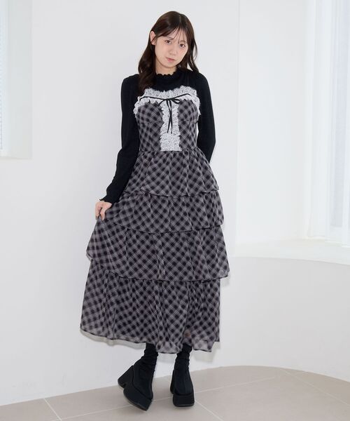 MAJESTIC LEGON（マジェスティックレゴン）の「バイカラーレースティアードキャミワンピ（ワンピース・レディース・ブラック系その他/ブラウン系その他2・SMALL/MEDIUM）」の18枚目の写真