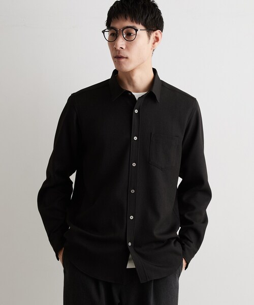 THE SHOP TK (ザ ショップ ティーケー )の「【洗濯機OK】ウールライク 長袖オックスシャツ(シャツ/ブラウス・メンズ・ブラウン系その他/ブラック/チャコールグレー・02/03/04)」の2枚目の写真