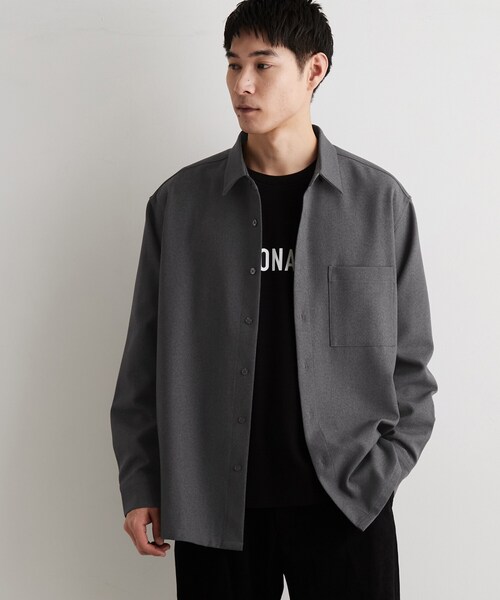 THE SHOP TK (ザ ショップ ティーケー )の「【洗濯機OK】ウールライク 長袖オックスシャツ(シャツ/ブラウス・メンズ・ブラウン系その他/ブラック/チャコールグレー・02/03/04)」の17枚目の写真