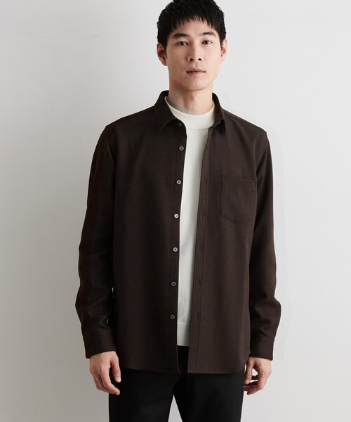 THE SHOP TK (ザ ショップ ティーケー )の「【洗濯機OK】ウールライク 長袖オックスシャツ(シャツ/ブラウス・メンズ・ブラウン系その他/ブラック/チャコールグレー・02/03/04)」の13枚目の写真