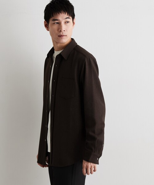 THE SHOP TK (ザ ショップ ティーケー )の「【洗濯機OK】ウールライク 長袖オックスシャツ(シャツ/ブラウス・メンズ・ブラウン系その他/ブラック/チャコールグレー・02/03/04)」の14枚目の写真