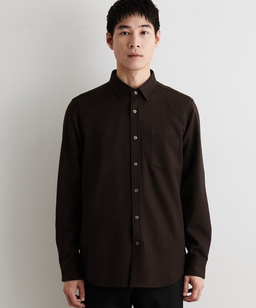 THE SHOP TK (ザ ショップ ティーケー )の「【洗濯機OK】ウールライク 長袖オックスシャツ(シャツ/ブラウス・メンズ・ブラウン系その他/ブラック/チャコールグレー・02/03/04)」の5枚目の写真