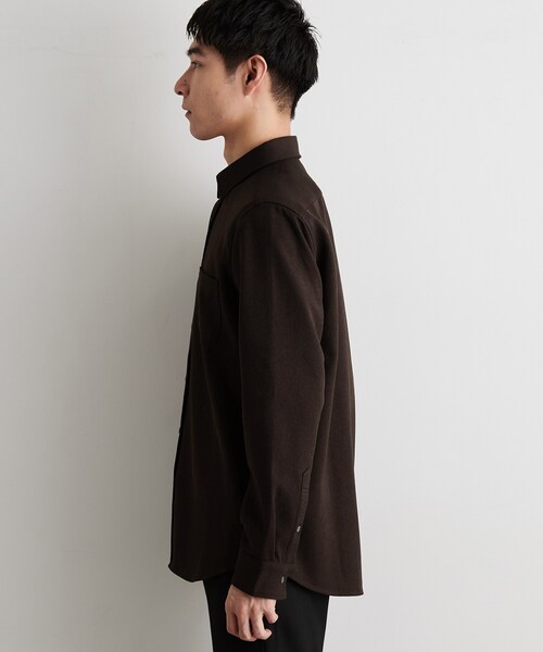 THE SHOP TK (ザ ショップ ティーケー )の「【洗濯機OK】ウールライク 長袖オックスシャツ(シャツ/ブラウス・メンズ・ブラウン系その他/ブラック/チャコールグレー・02/03/04)」の6枚目の写真
