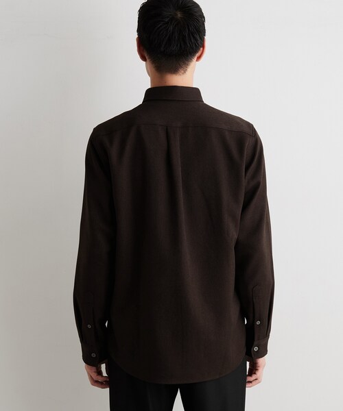 THE SHOP TK (ザ ショップ ティーケー )の「【洗濯機OK】ウールライク 長袖オックスシャツ(シャツ/ブラウス・メンズ・ブラウン系その他/ブラック/チャコールグレー・02/03/04)」の7枚目の写真
