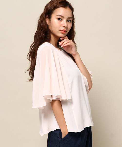 goocy（グーシー）の「フレア袖ブラウス（シャツ/ブラウス・レディース・オフホワイト/ピンク・FREE）」の2枚目の写真