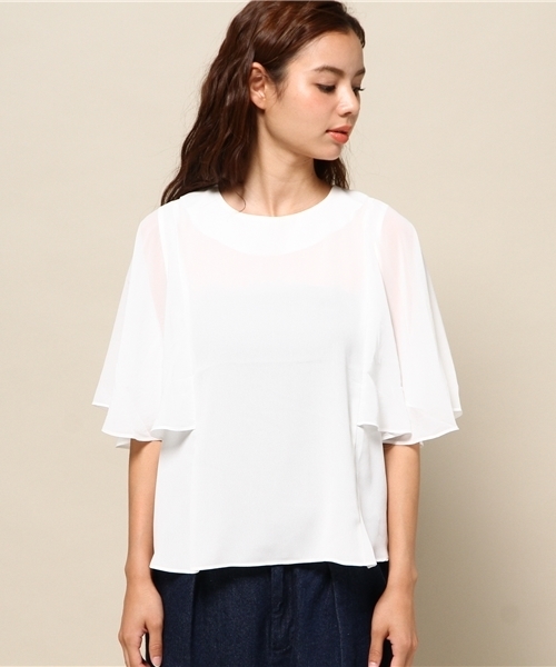 goocy（グーシー）の「フレア袖ブラウス（シャツ/ブラウス・レディース・オフホワイト/ピンク・FREE）」の3枚目の写真