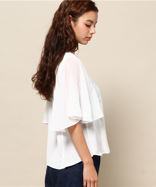 goocy（グーシー）の「フレア袖ブラウス（シャツ/ブラウス・レディース・オフホワイト/ピンク・FREE）」の4枚目の写真