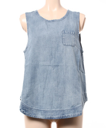 X-girl | LIGHTWEIGHT DENIM TANK TOP /デニム/タンクトップ/薄手/夏/トップス/無地/シンプル(タンクトップ)