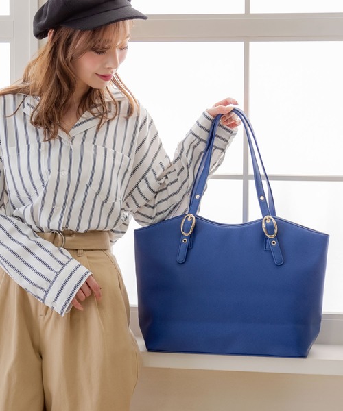 Newlyme(ニューリーミー)の「カーヴィーライントートバッグ(トートバッグ・レディース・エンジ/ネイビー/ピンクベージュ/ライトブルー/グレー系その他/ピンク/ライトホワイト/ベージュ系その他/ダークブラウン/ブラック系その他/ライトブラウン/ミント/ラベンダー/ライトイエロー/パープル/モカ/ブラック系その他2/ブラック系その他3・FREE)」の12枚目の写真