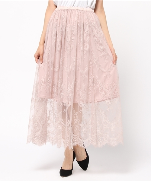 archives（アルシーヴ）の「レースシアー マキシスカート（スカート・レディース・オフホワイト/ピンク/ブラック・MEDIUM）」の3枚目の写真
