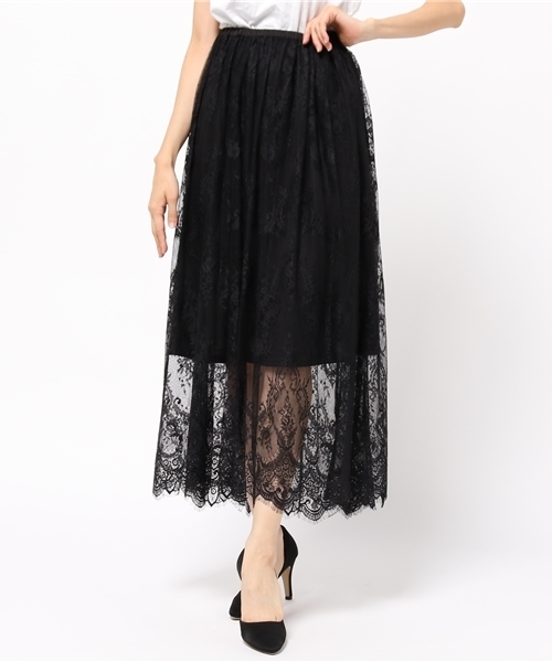 archives（アルシーヴ）の「レースシアー マキシスカート（スカート・レディース・オフホワイト/ピンク/ブラック・MEDIUM）」の2枚目の写真