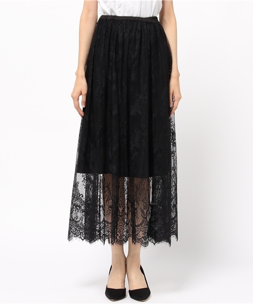 archives（アルシーヴ）の「レースシアー マキシスカート（スカート・レディース・オフホワイト/ピンク/ブラック・MEDIUM）」の4枚目の写真