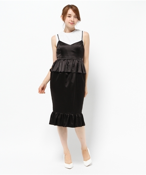 E hyphen world gallery Bon Bon(イーハイフンワールドギャラリーボンボン)の「フリルぺプラムワンピース(ワンピース・レディース・ブラック/ピンク・M/S)」の9枚目の写真