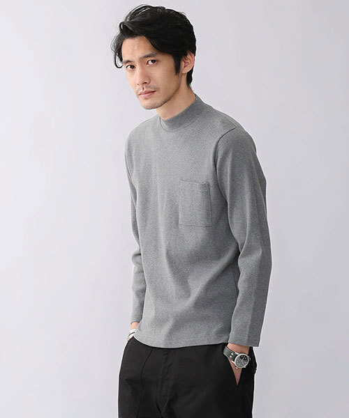 NANO universe(ナノユニバース)の「30/2フライスモックネックPO(Tシャツ/カットソー・メンズ・ブラック/ホワイト/チャコール・LARGE/SMALL/MEDIUM/X-LARGE)」の3枚目の写真