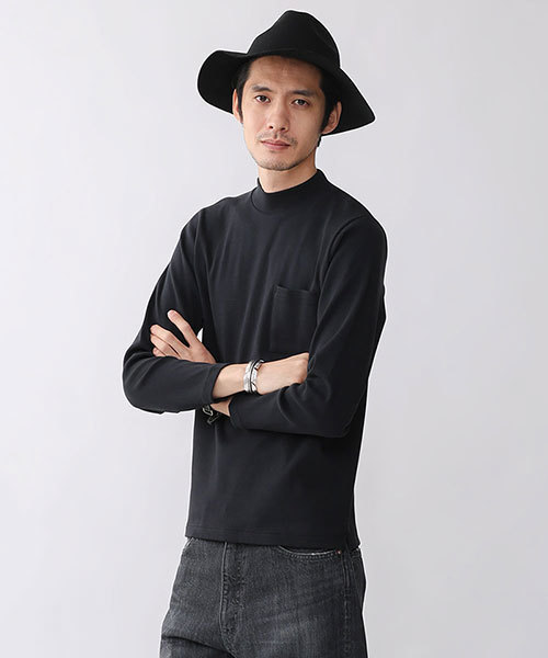 NANO universe(ナノユニバース)の「30/2フライスモックネックPO(Tシャツ/カットソー・メンズ・ブラック/ホワイト/チャコール・LARGE/SMALL/MEDIUM/X-LARGE)」の1枚目の写真