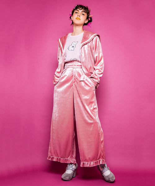Candy Stripper（キャンディストリッパー）の「BE MINE VELOUR WIDE PANTS（その他パンツ・レディース・ブラック/ライトピンク/ラベンダー/ピンク・1/2）」の18枚目の写真