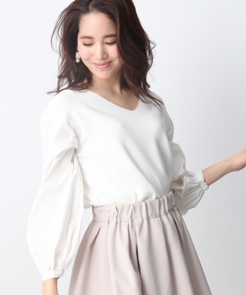 Andemiu（アンデミュウ）の「ソデシャツボリュームニット748010（ニット/セーター・レディース・ライトブルー/ライトグレー/ピンク/ホワイト・FREE）」の2枚目の写真