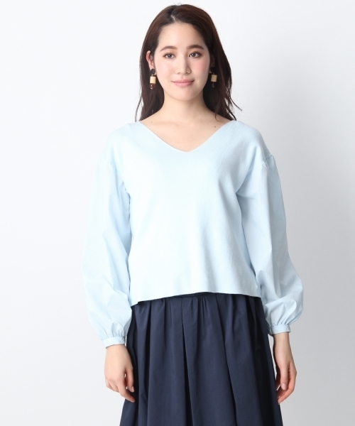 Andemiu（アンデミュウ）の「ソデシャツボリュームニット748010（ニット/セーター・レディース・ライトブルー/ライトグレー/ピンク/ホワイト・FREE）」の5枚目の写真