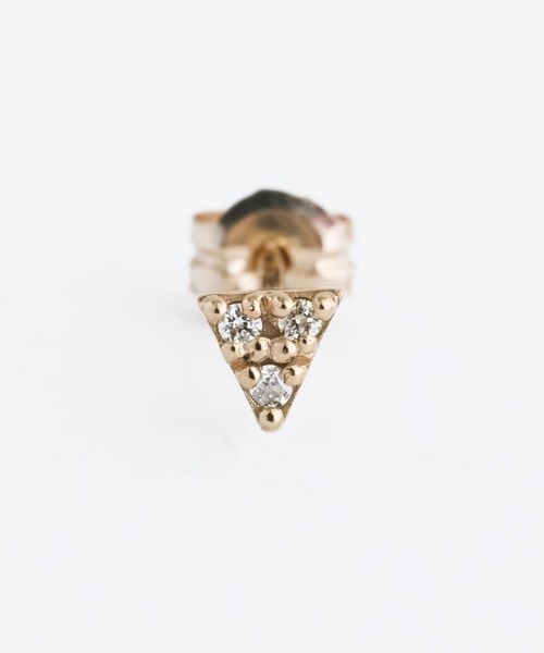 K10】トライアングルダイヤモンドピアス/片耳（ピアス（片耳用