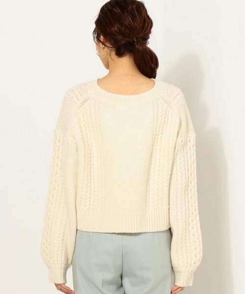 Jewel Changes（ジュエルチェンジズ）の「〓★JC アラン柄 パフスリーブ袖 プルオーバー（ニット/セーター・レディース・ブラック/オフホワイト・FREE）」の3枚目の写真