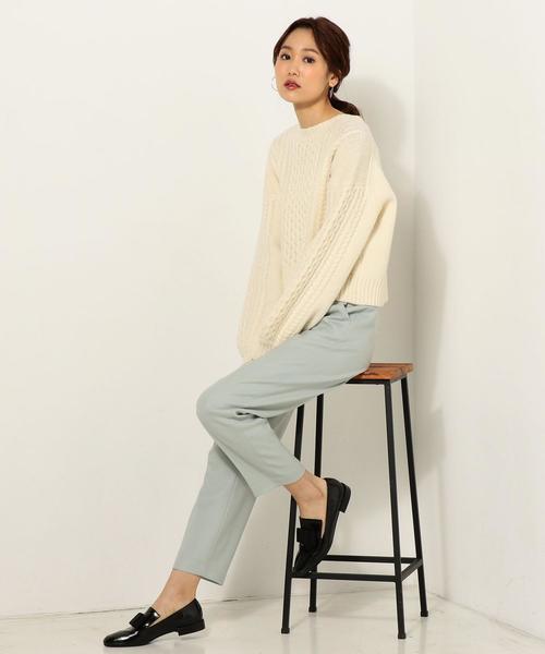 Jewel Changes（ジュエルチェンジズ）の「〓★JC アラン柄 パフスリーブ袖 プルオーバー（ニット/セーター・レディース・ブラック/オフホワイト・FREE）」の6枚目の写真