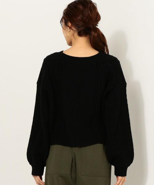 Jewel Changes（ジュエルチェンジズ）の「〓★JC アラン柄 パフスリーブ袖 プルオーバー（ニット/セーター・レディース・ブラック/オフホワイト・FREE）」の12枚目の写真