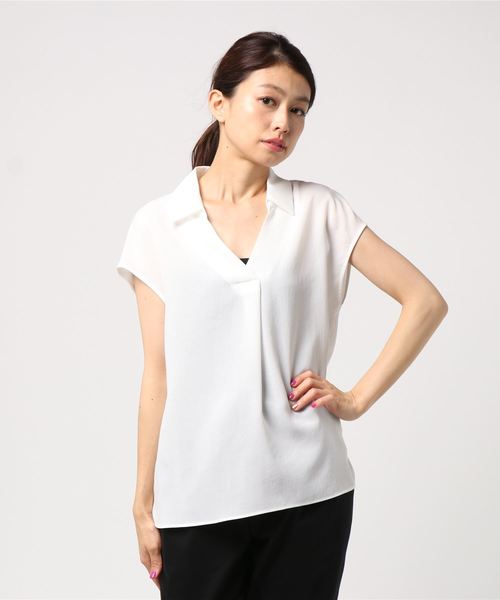 N.（N. Natural Beauty Basic）（エヌエヌナチュラルビューティーベーシック）の「ドライポプリンスキッパーシャツ（シャツ/ブラウス・レディース・ホワイト/ネイビー/ブルー/ライトグリーン・MEDIUM）」の7枚目の写真