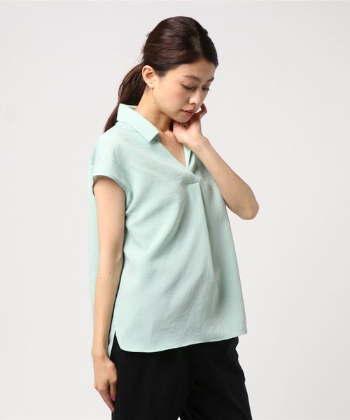 N.（N. Natural Beauty Basic）（エヌエヌナチュラルビューティーベーシック）の「ドライポプリンスキッパーシャツ（シャツ/ブラウス・レディース・ホワイト/ネイビー/ブルー/ライトグリーン・MEDIUM）」の9枚目の写真