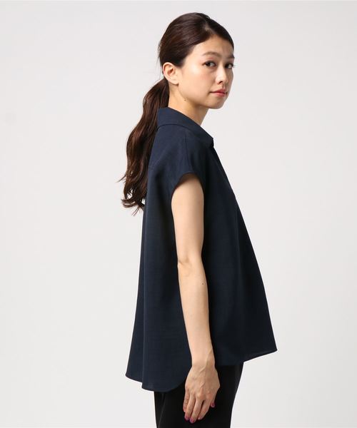 N.（N. Natural Beauty Basic）（エヌエヌナチュラルビューティーベーシック）の「ドライポプリンスキッパーシャツ（シャツ/ブラウス・レディース・ホワイト/ネイビー/ブルー/ライトグリーン・MEDIUM）」の5枚目の写真