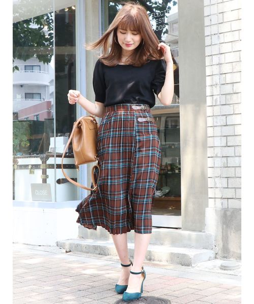 dazzlin（ダズリン）の「チェックプリーツラップスカート（スカート