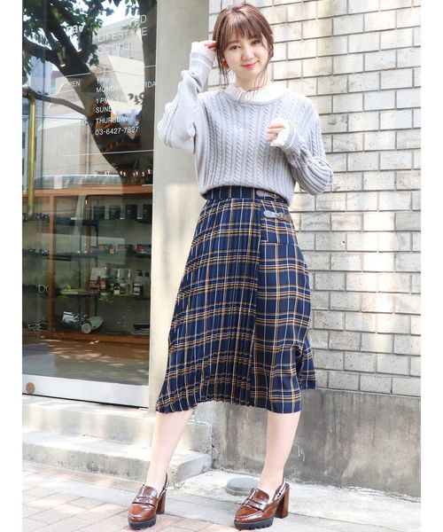 dazzlin（ダズリン）の「チェックプリーツラップスカート（スカート